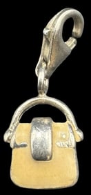 Whimsical Vintage Sterling Silver /w Enamel Purse Pendant Charm