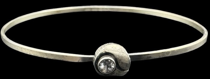 Stylish Vintage Finnish Sterling Silver & rock Crystal Designer Bracelet