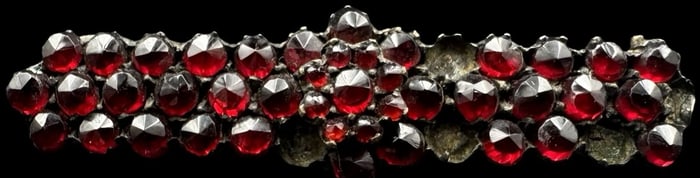 Gorgeous Antique European 800 Silver & Red Garnet Cluster Brooch