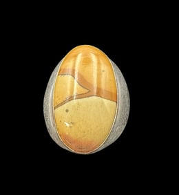 Vintage Mid-Century Sterling Silver & Brown Sandstone Ring