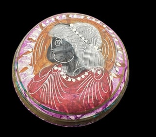 Vintage Handmade Replica of an Antique Greek Pottery Lidded Trinket Box