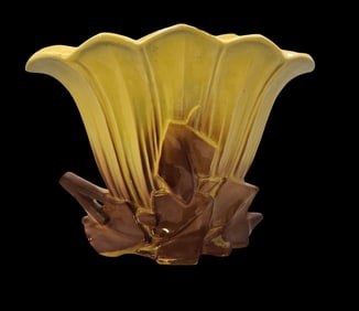 Vintage Mid-Century Modern MCCOY Yellow Art Pottery Fan Vase