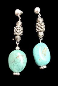 Gorgeous Vintage Sterling Silver & Turquoise Earrings