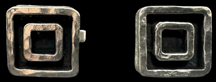Rare Vintage Mid-Century Modern Brutalist German FRANZ SCHEURLE Sterling Silver Cufflinks