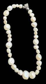 Vintage Sterling Silver & Freshwater Pearl Strechable Bracelet