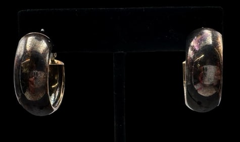 Vintage Gilt Sterling Silver Hoop Earrings