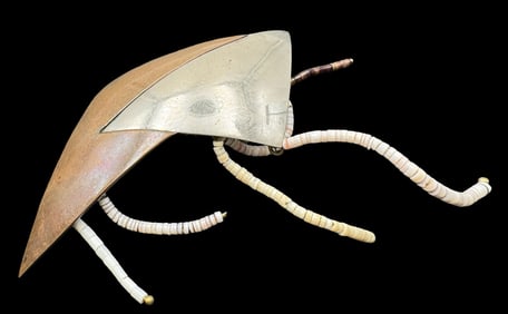 Unusual Vintage AUDREY SCHENK Sterling Silver Two-Tone Brooch /w Beaded Extensions