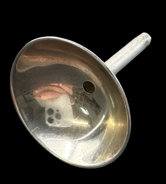 Vintage TIFFANY & Co. Sterling Silver Perfume Bottle Funnel: Very good vintage condition with minor patina according to age. Measures approx. 1 1/2" long x 1" wide & weighs ca. 6.1 grams. Marked for Sterling Silver & TIFFANY & Co.