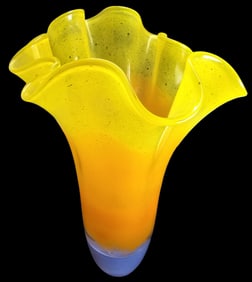 Colorful Vintage Mouthblown Art Glass Vase