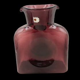 Vintage BLENKO Double Spout Amethyst Glass Water Bottle / Pitcher