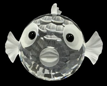 Vintage SWAROVSKI Crystal Figurine - Large Pufferfish
