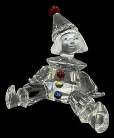 Vintage SWAROVSKI Crystal Figurine - Sitting Clown Boy