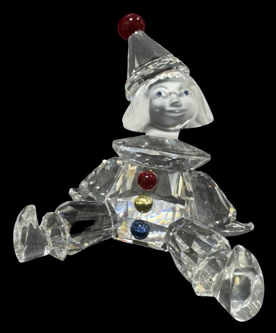 Vintage SWAROVSKI Crystal Figurine - Sitting Clown Boy: Very good vintage condition; no chips, cracks, or repairs. Each measures approx. 1 3/4" high x 2" wide x 1" deep. Marked.