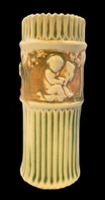 Vintage ROSEVILLE Art Pottery DONATELLO Brown & Green Ceramic Vase