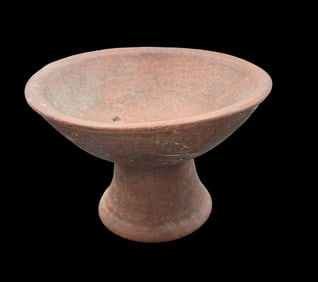 Antique Pre-Columbian Narino Culture Polychrome Pedestal Pottery Bowl