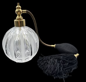 Vintage Crystal Perfume Bottle /w Black Atomizer