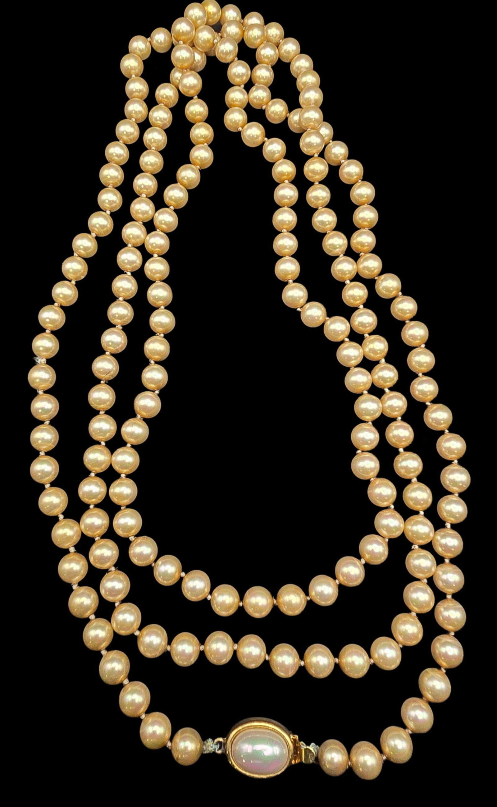Stylish Vintage Goldtone Metal & Pearl Necklace (1 of 4)