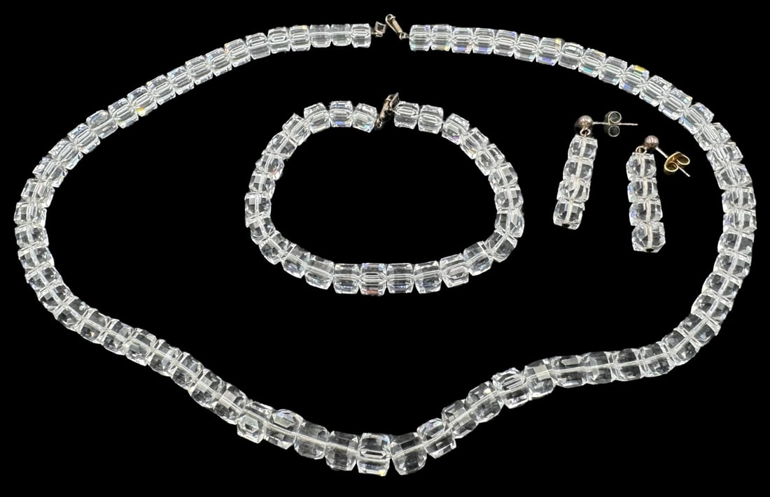 Vintage GOLDEN CRYSTAL AGE. INC. Crystal Jewerly Set /w Necklace, Bracelet & Earrings (1 of 10)