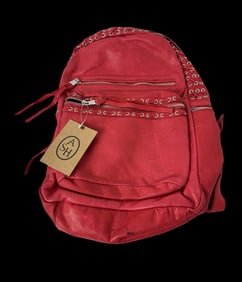 ASH Red Leather Backpack featuring Silver Accents - Never Worn