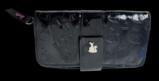 BARBIE Loungefly Wallet Patent Leather Black Pink Adult Size Embossed - Never Worn