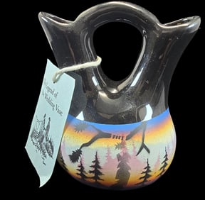 Vintage Native American Navajo BENALLY Ceramic Wedding Vase