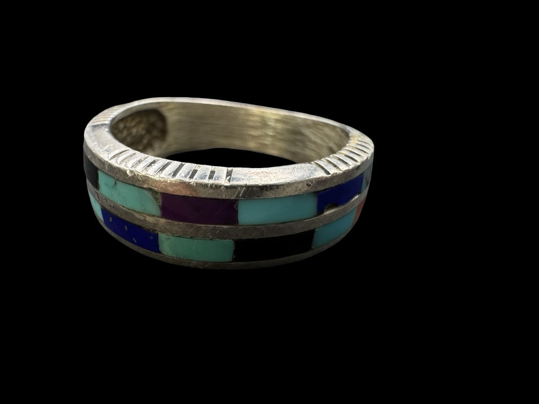 Vintage Native American Sterling Silver Multistone Ring - 2
