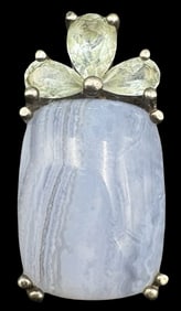 Stylish Vintage Sterling Silver & Gemstone Pendant