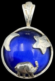 Beautiful Vintage Sterling Silver & Blue Gemstone Pendant
