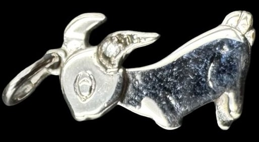 Whimsical Vintage Sterling Silver Rabbit Pendant Charm