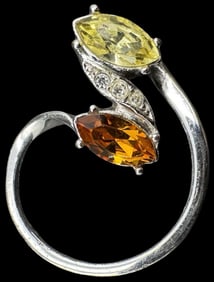 Beautiful Vintage Sterling Silver & Orange / Yellow Gemstone Pendant