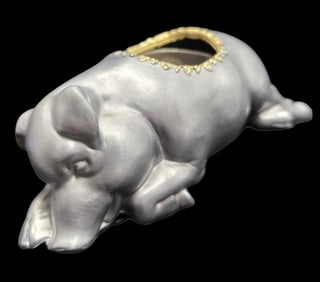 Whimsical Vintage Morton's Steakhouse Pewter Pig Tealight Holder