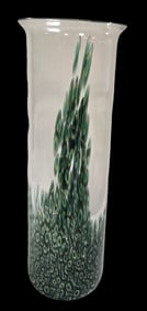 Vintage Mouthblown Murano "Neverrino" Green Art Glass Vase