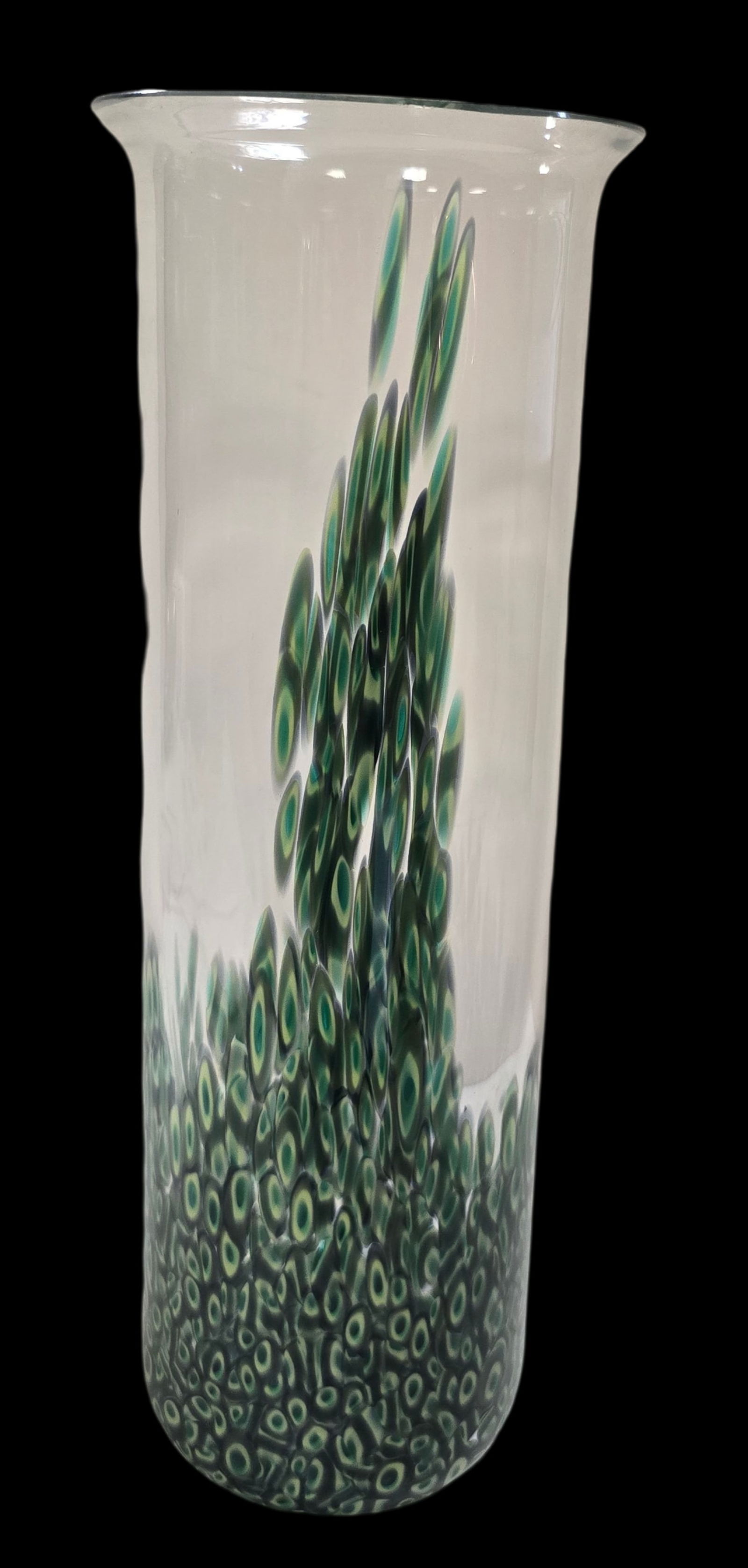 Vintage Mouthblown Murano "Neverrino" Green Art Glass Vase (1 of 5)