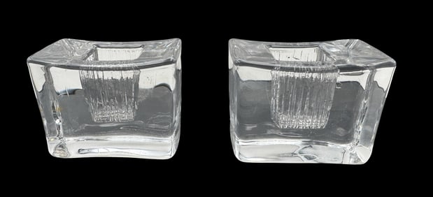 Vintage Pair of DAUM France Crystal Candle Holders