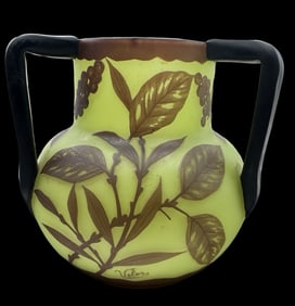 Antique ca. 1920s Art Nouveau VELEZ Cameo Art Glass Vase