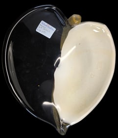 Vintage Mouthblown Murano Italy Art Glass Bowl in Leaf Shape