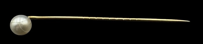 Vintage European Gilt 800 Silver & Pearl Lapel Pin