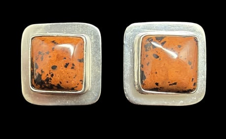 Gorgeous Mid-Century Modern TAXCO Mexico Sterling Silver & Earrings