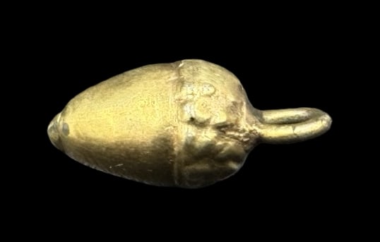 Antique European Gilt Silver Acorn Pendant Charm: Very good vintage condition with minor patina according to age. Measures approx. 3/8" long x 1/4" wide and weighs ca. 0.6 grams.