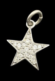 Vintage Sterling Silver & Clear Gemstone Star Pendant Charm