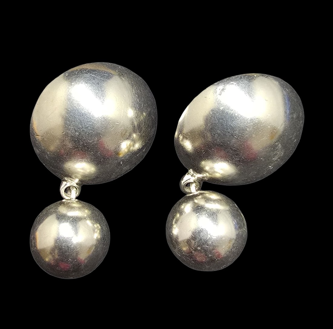 Stylish Vintage Mid-Century Modern PLJ Sterling Silver Earrings (1 of 2)