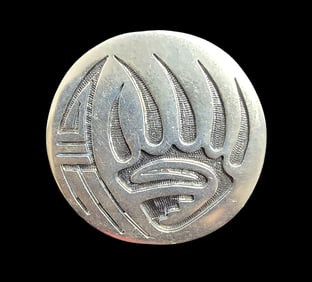 Beautiful Vintage Native American Navajo Sterling Silver Bear Claw Designer Brooch