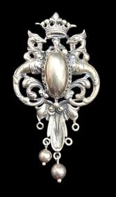 Rare Vintage GUGLIELMO CINI Sterling Silver Renaissance Revival Brooch Pin