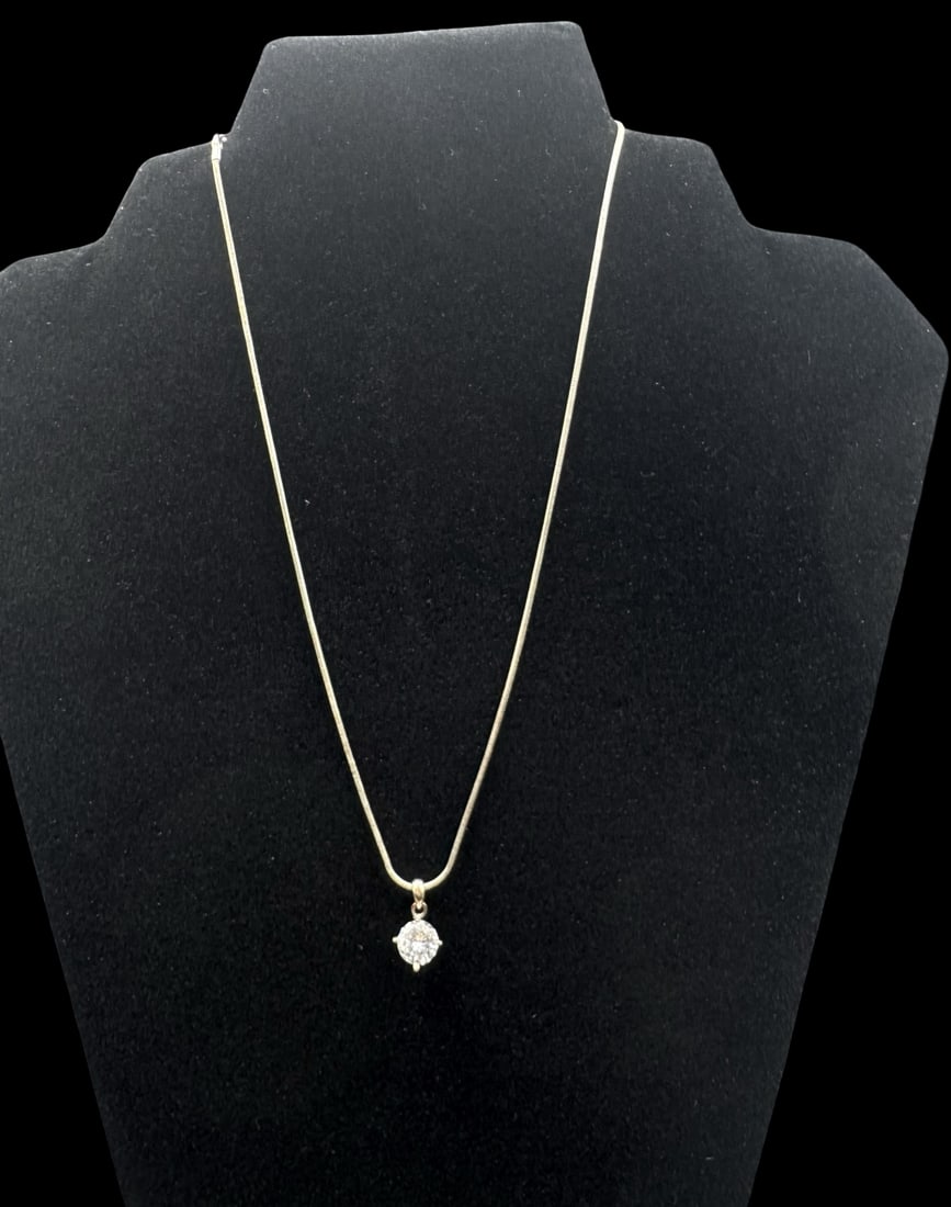 Beautiful Vintage Sterling Silver & Clear Gemstone Pendant Necklace (1 of 4)