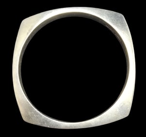 Stylish & Heavy Vintage Mexican Sterling Silver Designer Cuff Bracelet