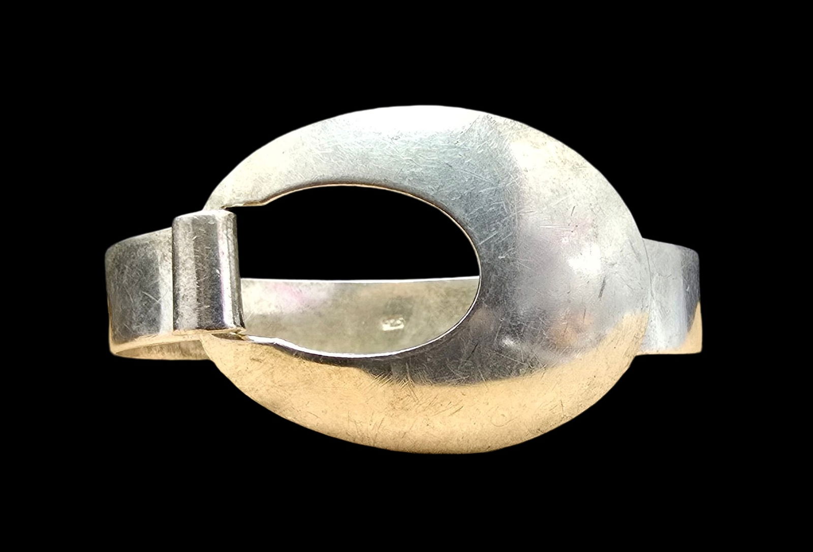 Stylish Vintage Mid-Century Modern Mexican Sterling Silver Designer Cuff Bracelet (1 of 4)
