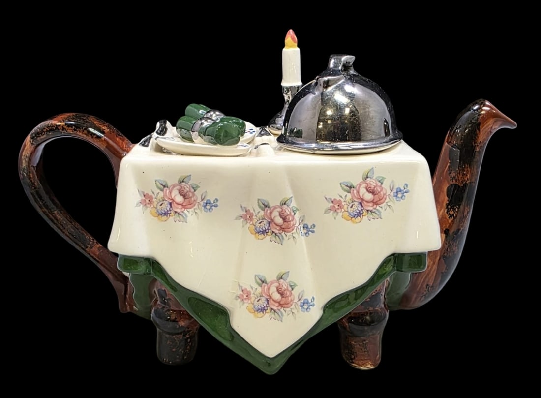 Vintage TONY CARTER Handmade Ceramic Teapot in Dinner Table Shape (1 of 9)