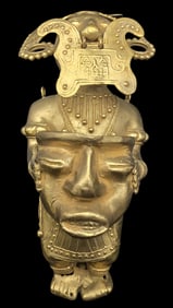 Vintage Pre-Columbian Style Goldtone Metal Figurine