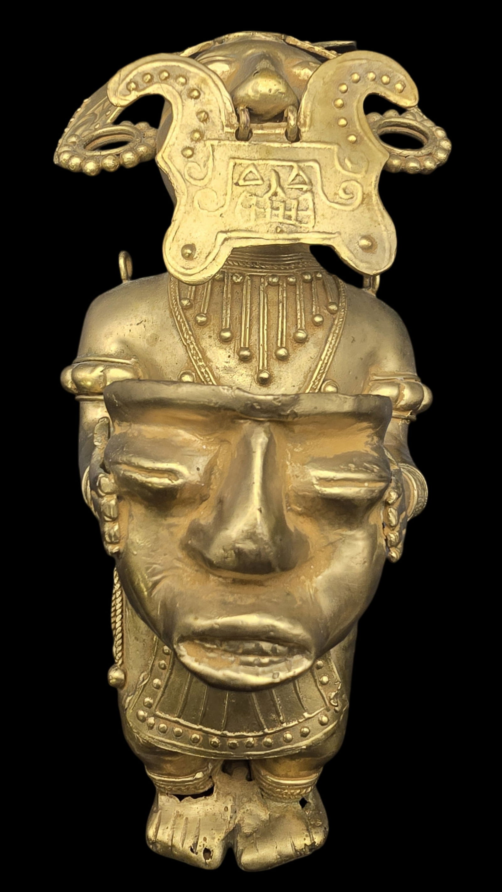 Vintage Pre-Columbian Style Goldtone Metal Figurine (1 of 9)