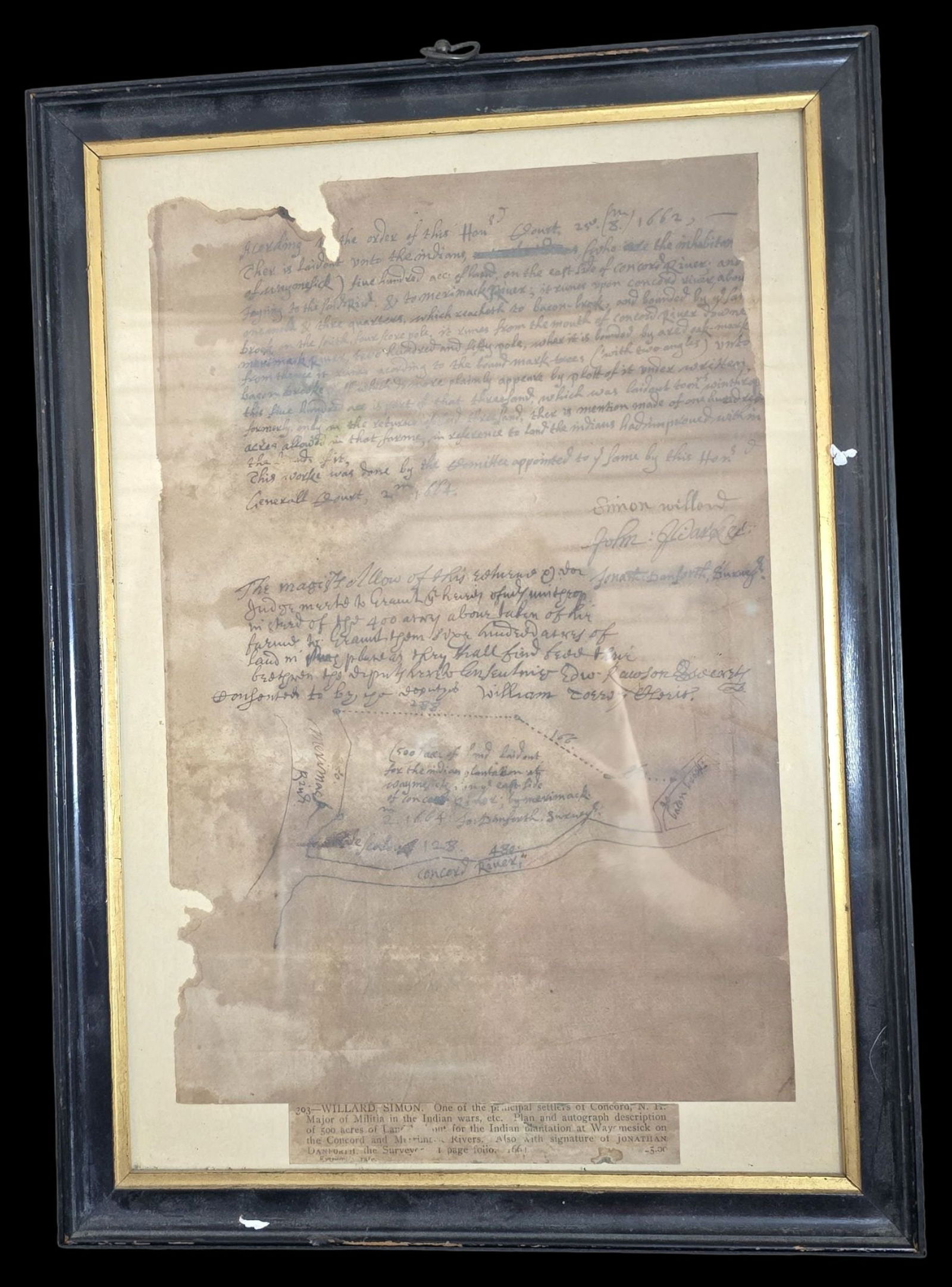Very Rare Original 1662 WILLARD SIMON Signed Native American Matters Document (1 of 2)